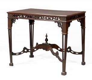 ANTIQUE ENGLISH CHINESE-STYLED CHIPPENDALE MAHOGANY TABLE